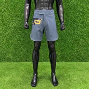Shorts MMA Homme Personnalisés en Gros, Coupe Athlétique, Anti-Transpiration, Gris, Impression par Sublimation, Logo au Dos - Product Image 1