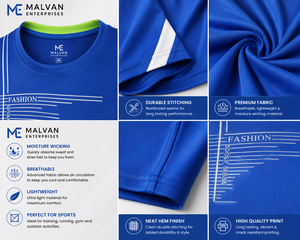 Maillot de sport respirant à séchage rapide en polyester imprimé bleu, 100 % polyester, pour l'entraînement de tennis, vêtements d'équipe athlétique, manches courtes, numéro personnalisé - Product Image 3