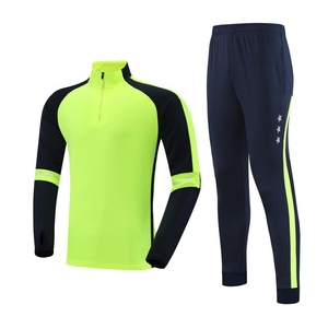 Ensemble de survêtement d'entraînement pour le jogging, le fitness, la course à pied, le football, avec logo personnalisé, respirant, en polyester/coton léger, fermeture éclair - Product Image 4
