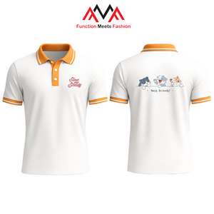 เสื้อเชิ้ตผู้ชาย FMF สีขาวส้ม ลำลอง ผ้า TC 60 คอตตอน 40 โพลีเอสเตอร์ แขนสั้น ติดกระดุมด้านหน้า ป้องกันรอยยับ - Product Image 1