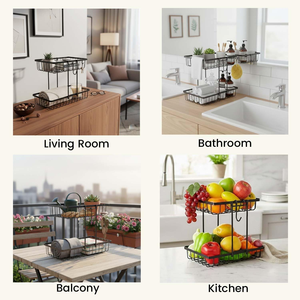 2-Tier Fruit <b>Basket</b> for Display Table, Dining Table Metal Fruit Bowl <b>Bread</b> <b>Basket</b> Vegetables Storage Organizer Holder - Product Image 1