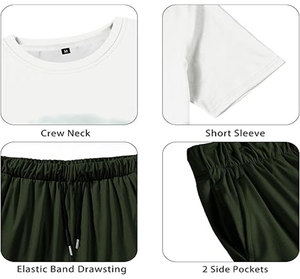 Ensemble T-shirt et short imprimés pour homme, col rond, tenue décontractée d'été, impression par transfert par sublimation, respirant, tricoté, 100% coton satiné - Product Image 5