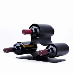 Black Wine Rack 4 Bottle Capacity Minimalist Design Home Furniture Display Stand <b>Freestanding</b> Geometric Wine Bottle Holder - Product Image 5
