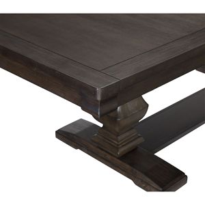 Tavolo da Pranzo in Legno Stile Tradizionale con Prolunga Separata, Base a Doppio Piedistallo, Finitura Marrone Rustico Spazzolato - Product Image 4