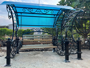 Elegant Wrought Iron Swing - Heavy Duty Metal <b>Hanging</b> Porch Bench <b>Seat</b> with Chains for Your Outdoor Garden, Patio and Backyard - Product Image 2
