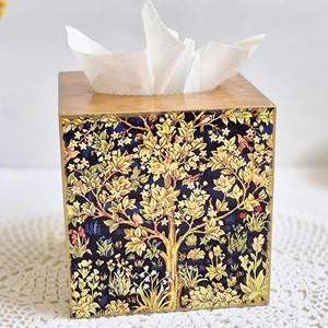 Boîte à mouchoirs en bois imprimée à couvercle articulé, boîte à mouchoirs classique en bois imprimée pour le rangement et la décoration à domicile, boîte d'accessoires en gros - Product Image 1