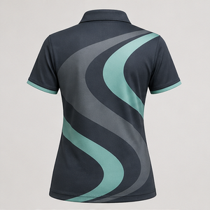 เสื้อโปโลผู้หญิงทรงโค้งสีมิ้นท์ชาร์โคล แห้งเร็ว ระบายอากาศดี แขนสั้น สำหรับทีมกอล์ฟ รุ่น WPS-0866 - Product Image 3