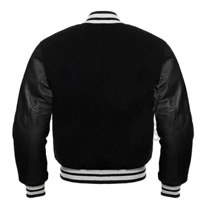 Veste de sport bleue pour homme avec manches blanches, coupe classique, couleur unie, fermeture à boutons, style preppy, vêtement d'automne - Product Image 5