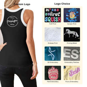 Custom Print Plain Ringer Women Push Bra Corset Tank Tops Summer Sleeveless Slim Knit Ribbed Racerback Blouses Breathable - Product Image 2