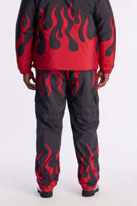 Pantalones Deportivos con Estampado de Llamas para Hombre, Color Rojo y Negro, Estilo Urbano, Pantalones Cargo, Fabricante de Pantalones para Hombre - Product Image 5