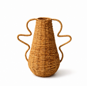 SAMASTA Handwoven Rattan <b>Vase</b> Decorative <b>Wicker</b> Flower Holder Natural Handmade Boho Home Decor Rustic Table Centerpiece Basket - Product Image 1