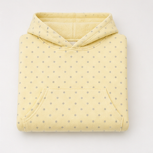 Sudadera con Capucha Personalizada para Mujer, Color Amarillo Mantequilla, Corte Holgado, Estilo Informal, con Estampado de Puntos, de Algodón Ligero - Product Image 6