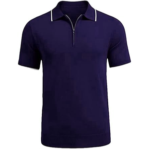 Polo de Alta Calidad para Hombre con Cuello con Cremallera, OEM ODM, Venta al Por Mayor, Casual, de Algodón, Corte Ajustado, Producción Personalizada - Product Image 1
