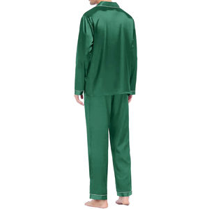 Ensemble de vêtements de nuit thermiques respirants en satin de soie brillant pour hommes, sans manches/à manches longues, 2 pièces, haute qualité, vente en gros OEM - Product Image 4