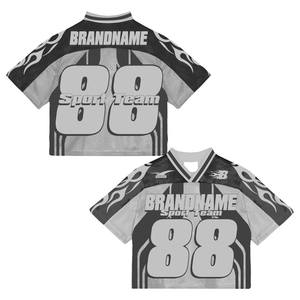 เสื้อเบสบอลทรงโอเวอร์ไซส์ คอวี แขนสั้น สไตล์ Y2K สำหรับผู้หญิง ผลิตจากวัสดุรักษ์โลก เหมาะสำหรับงานพิมพ์ลายแบบซับลิเมชั่น - Product Image 4