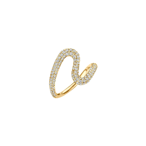 Bague de mode en or massif 14K, pavée, motif serpentine, unique, avec diamant de laboratoire, moderne, cadeau pour elle - Product Image 4