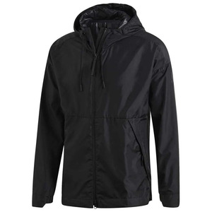 Men's <b>Black</b> Hooded Waterproof Windbreaker <b>Jacket</b> Casual Zipper Closure Canvas Shell Stand Collar Eco-Friendly Front Winter Wear - Product Image 4