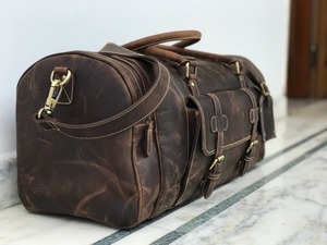 Bolsa de Viaje de Cuero de Grano Completo Hecha a Mano, Estilo Vintage, Bolsa de Fin de Semana, Gran Capacidad, con Cierre, para Hombre y Mujer - Product Image 3