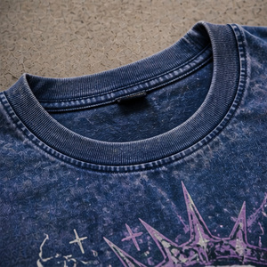 Camiseta Gráfica Personalizada con Lavado Ácido para Hombre, Ajuste Holgado Oversize, 100% Algodón de Alto Gramaje, Estilo Urbano, Camiseta Vintage Desgastada - Product Image 6