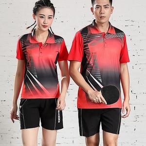 Tenue de tennis unisexe bleue à imprimé géométrique - Maillot de tennis à manches courtes en polyester pour l'été, vêtement de sport pour adulte, coupe classique - Product Image 3
