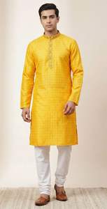 Ensemble Kurta Pyjama en Soie Artisanale Jacquard pour Hommes en Gros - Product Image 6