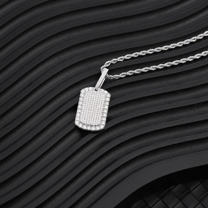 Moissanite Silver <b>Dog</b> <b>Tag</b> Pendant Iced Out Luxury Hip Hop Statement Jewelry Mens Womens Fashion Gift - Product Image 5