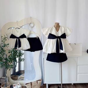 Custom Elegant Bow Tie Blouse with High Waist Skirt Set Women Fashion <b>Two</b> <b>Piece</b> Set Casual Wear - Product Image 3