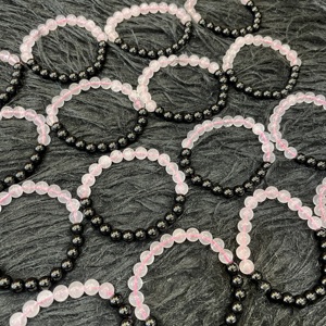 Natural Rose Quartz Black Tourmaline Combination <b>Bracelet</b> Beaded 8mm Healing Crystal Gemstone Jewelry For Women Men - Product Image 6