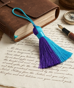 Ornement suspendu décoratif bohème à pompons, en tissu violet et bleu, forme ronde, pour décoration intérieure, pièce de rechange pour le salon - Product Image 5