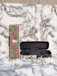 Heat Resistant Hair Straightener <b>Case</b> Hand Tooled Leather New Designer Hair On Hide Perfect Organizer for Hair Tools - Product Image 6