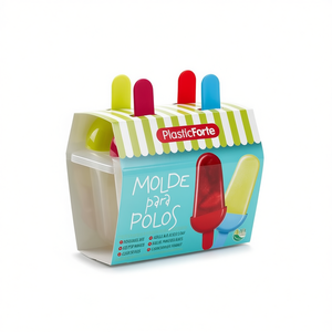 Stampo per ghiaccioli PlasticForte a 6 cavità con bastoncini colorati, senza BPA, riutilizzabile - Product Image 2