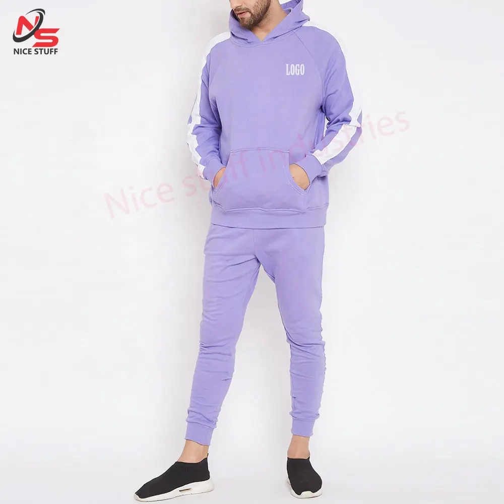 Men Sets 2 piece mens clothing sweatsuit jogger sets Design Your Own Custom Logo cotton tech fleece Blue Striped mens Tracksuit