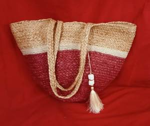 Bolso de mano informal estilo bohemio, ecológico y hecho a mano, de yute trenzado con patrón de letras y asas tejidas duraderas para - Product Image 6