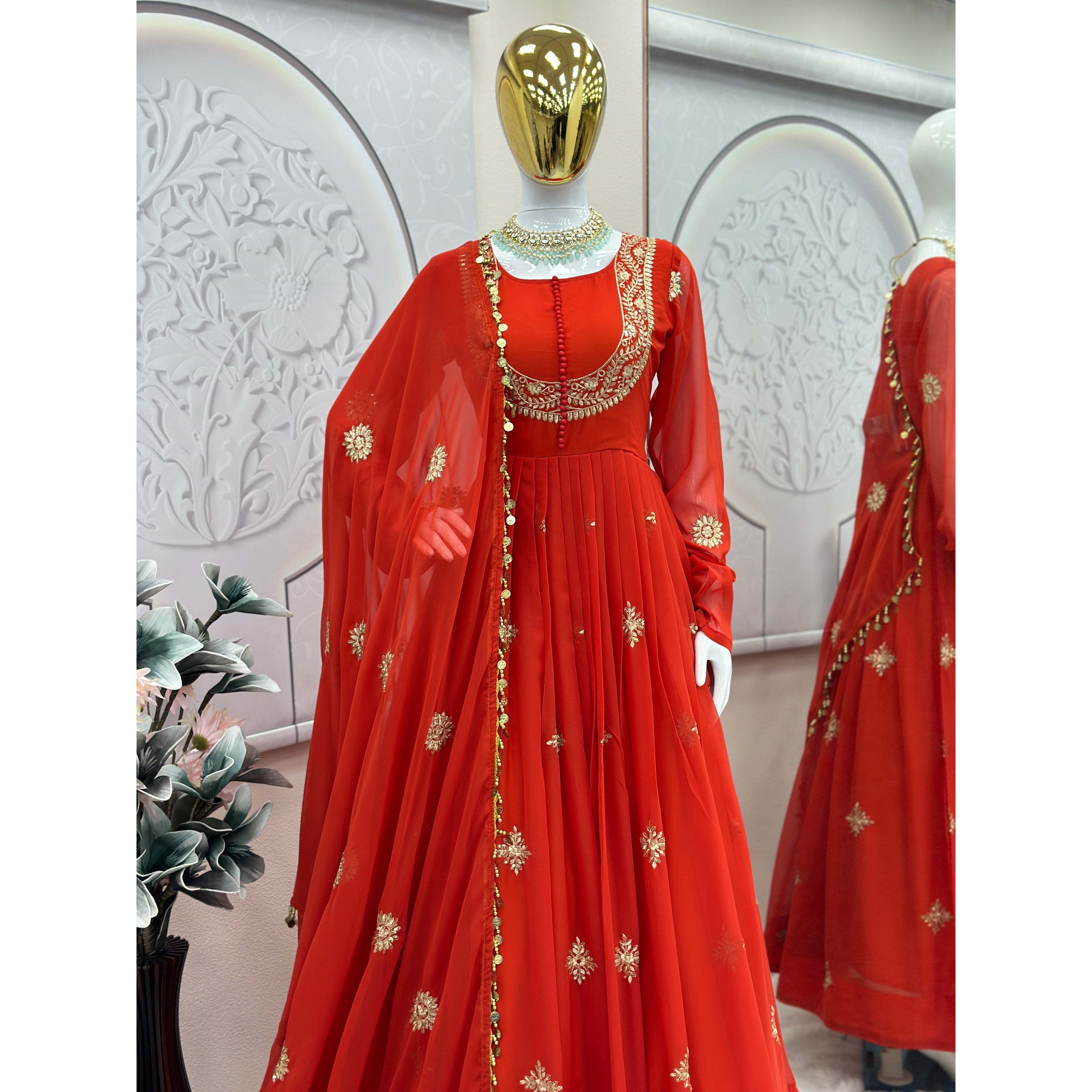 orange designer dress Fit & Flare Cotton Button-Up Maxi Dress