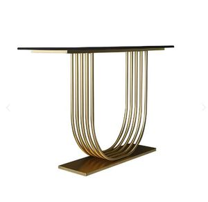 LINEA Metal Gold <b>Console</b> <b>Table</b> With Black Marble top Modern <b>Console</b> <b>Table</b> Gold <b>Console</b> <b>Table</b> - Product Image 3
