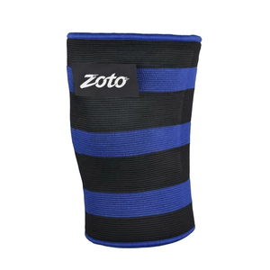 Genouillères de compression en tricot élastique à rayures rouges avec logo personnalisé pour la musculation et le soutien articulaire – Vente en gros - Product Image 3