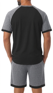 Best Quality New Trending Summer Men's Shorts <b>Sets</b> Pure 100% Cotton Black Gary Color Product Jogging Wear Men's Shorts <b>Sets</b> - Product Image 2