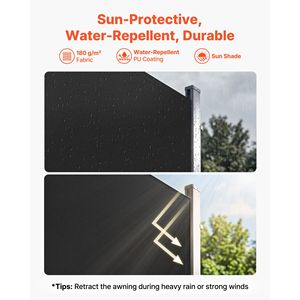 Tenda Laterale Retrattile per Patio Esterno 180x300 cm con Tessuto in Poliestere 180 G/m² Impermeabile, Protezione Solare, Schermo da 4m in Materiale PC Sail - Product Image 2