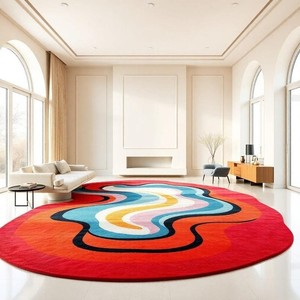 Alfombra Decorativa de Lujo, Hecha a Mano, de Lana, con Diseño Abstracto Ondulado, para Interiores y Exteriores, Decoración del Hogar, Alfombra Moderna con Patrón Abstracto - Product Image 1