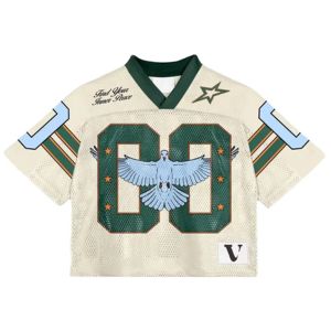 เสื้อเจอร์ซีย์ทรงบ็อกซี่แบบครอปพิมพ์ลายแบบซับลิเมชั่น คอวี ระบายอากาศได้ดี ไม่เป็นขุย สไตล์เรโทรสำหรับผู้ชาย เหมาะสำหรับเล่นอเมริกันฟุตบอล - Product Image 1