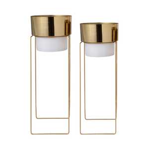 Maceta colgante decorativa de metal dorado de alta calidad con estructura de alambre para balcón o sala de estar - Product Image 5