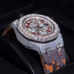 Luxury ETA Automatic Moissanite Analog Rubber Band Business Hip Hop Men's <b>Watch</b> with Iced Out Diamonds - Product Image 6