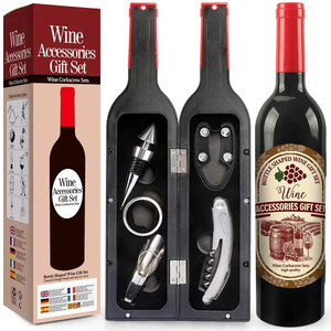 Wine Opener Tool Set <b>Cork</b> <b>Bottle</b> Opener Kit Stainless Steel Professional Corkscrew Pourer Set Gift Box Set - Product Image 5