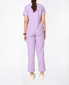 Tenues d'hôpital à taille haute, uniformes médicaux unisexes, ensembles de combinaisons à manches courtes en Spandex avec logo - Product Image 4