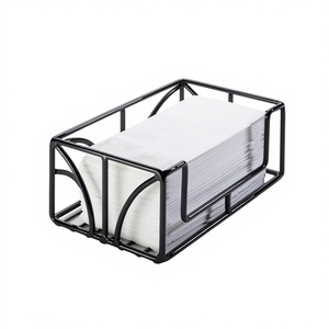 <b>Black</b> Coated Iron Wire <b>Tissue</b> Holder with Anti-Slip Tabletop Simple Accent Design for Office & Home Use Made of <b>Paper</b> - Product Image 2