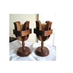 Porte-bougie traditionnel en bois pour mariages, événements festifs, fêtes, support à bougie finition naturelle pour décoration de table à la maison - Product Image 4