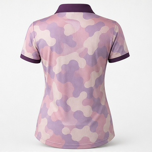 Custom Logo Womens Pastel Lavender <b>Peach</b> Abstract Short Sleeve Polo <b>Shirt</b> Quick Dry Sublimation Golf Sportswear - Product Image 4