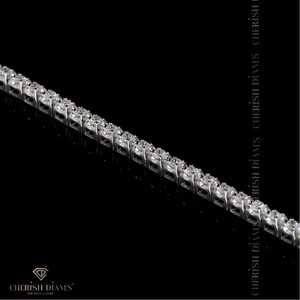 Pulsera de tenis para mujer con una sola fila de diamantes cultivados en laboratorio, oro blanco de 18k, corte brillante redondo con certificado IGI, diseño moderno. - Product Image 3