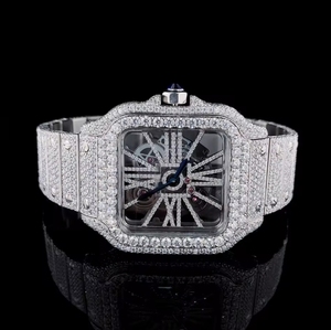 Montre Skelton Vision de haute qualité, entièrement sertie de pierres, pour hommes, automatique, mécanique, design de créateurs, style hip-hop, avec moissanite VVS couleur D - Product Image 1