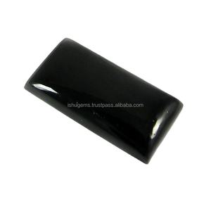 Cabochon rectangulaire en jet noir naturel de 24,25 carats, 14x27 mm, pierre précieuse pour bijoux IG0507 - Product Image 3